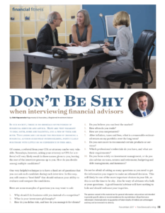 don't be shy when interviewing financial advisors